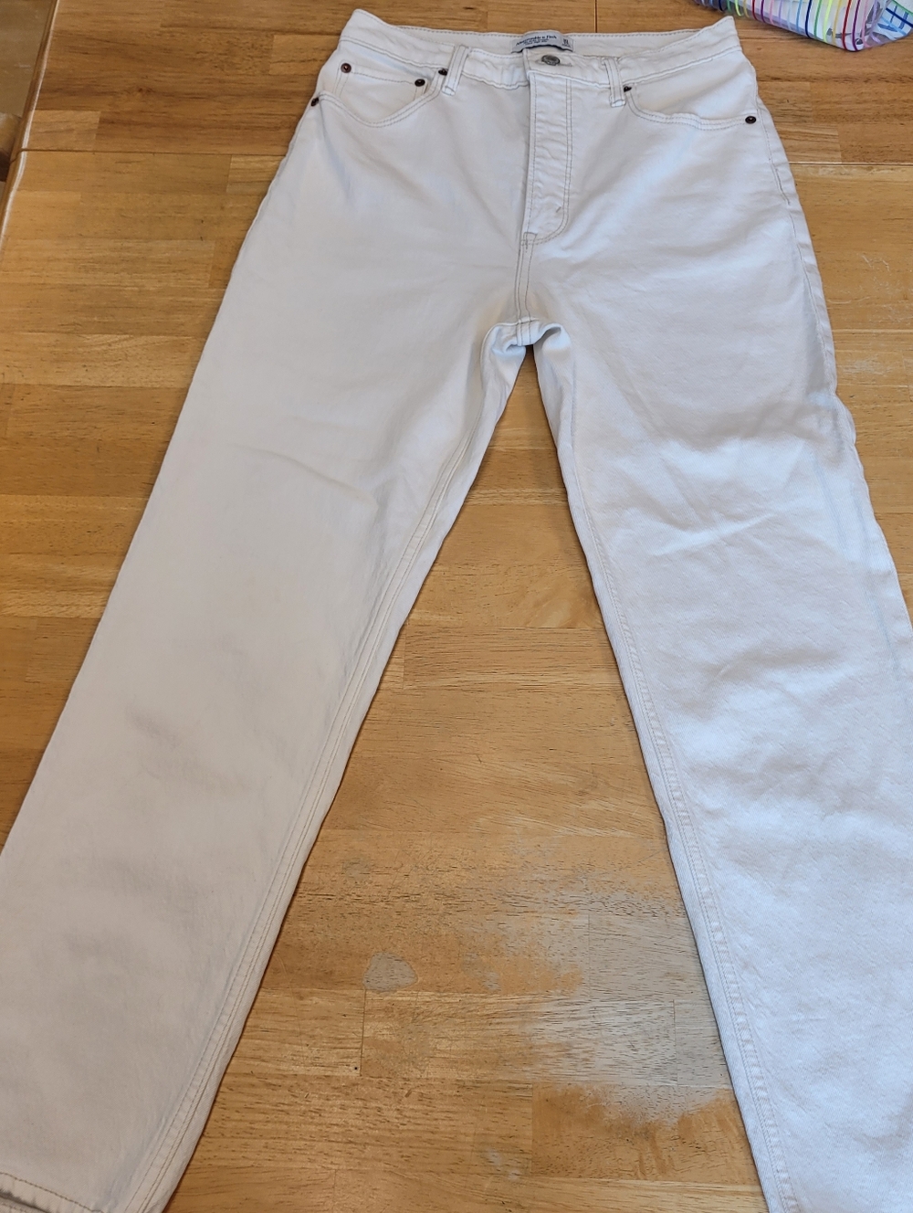 Abercrombie Jeans White Ankle Straight Ultra High Rise Denim 30 10